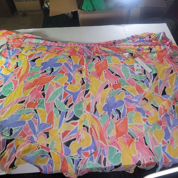 Beyond Control Colorful Floral Chiffon Tie-Front Beach Resort Cover-Up Wrap S/M - Picture 8 of 8